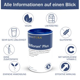 Sanatura 3er Pack Sanatura Mifloran Plus C 3x 200 g C Milchs?urebakterien mit 12 Mrd KBE pro Tagesdosis C kombiniert mit Vitamin C aus Acerola und Oligofructose C vegan und laktosefrei