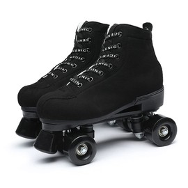 Black Roller Skates Outdoor Suede Quad Skates for Women and Men Size 43