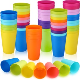 Patelai 100 Pcs usable Plastic Cups 8oz Drinking Cups Colorful Unbreakable Juice Tumblers Dishwasher Safe Stackable Kids Drinking Cups Tumblers 10 Assorted Colors for Party Picnic