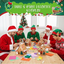 Libima 36 Set Gingerbread House Set Bulk Christmas Crafts for Kids DIY Make Your Own Gingerbread Cardboard House with Stickers Christmas Craft Kits Gift for Kids Xmas Activities Classroom Party Decor