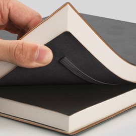 AHGXG Dotted Bullet Grid Journal 2 Pack - A5 Dot Grid Notebook Softcover, Medium 5.75'' × 8.38'', 320 Numbered Pages, 120gsm Thick Dotted Paper, Soft Leather Cover - Black