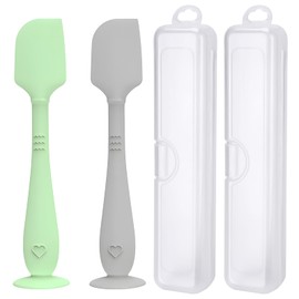 Paquete de 2 espátulas de crema para pañales con estuche de viaje higiénico, espátula para bebés con base de succión, espátula para pasta de glúteos d