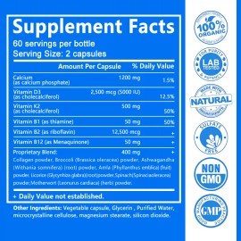 Calcium D3 + K2 + B12 120 Capsules - Supports Bone, Joint And Muscle Health