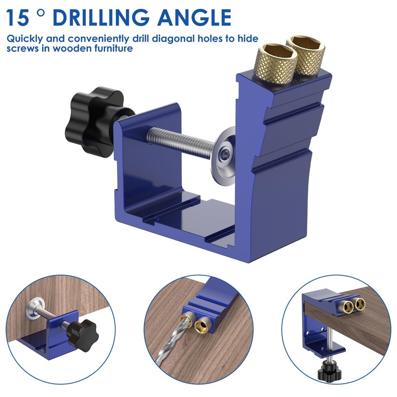 VMBQRTI 94 Pcs Pocket Hole Jig Kit – Adjustable 15°