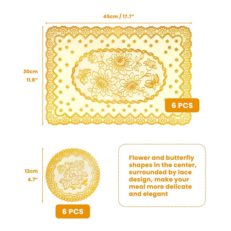 SNAIL GARDEN Placemats&Coaster Set of 12,Rectangular Table Mats Set,Washable Round