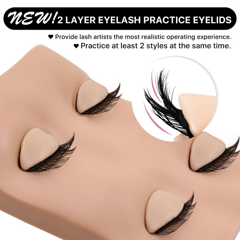Pretty memory 2 Layer Lash Mannequin Head, Realistic Eyelash Mannequin