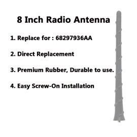 8 Inch Radio Antenna for 2015-2022 Jeep Renegade & 2016-2019 Fiat 500, 500L | Car Wash Proof, Flexible Rubber Antenna Mast | Durable Car Radio Antenna Replacement Accessories 68297936AA