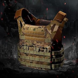 Tactical Military Action Survival Vest & 4-Piece Tactical Sports Outfit Item Black (T-0690)