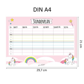 younikat Girl’s Unicorn Timetable, DIN A4, For Beginning School