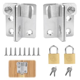 Door Bolt Lockable Latch with Key, Pack of 2 Small Deadbolt Lock Stainless Steel, 2 in 1 Outdoor Door Lock with Padlock, Lock Hole and Screw, Lock Bolt for Fence, Door, Window