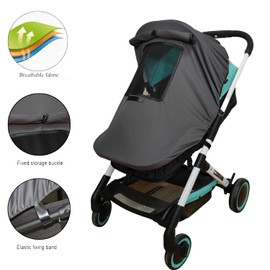 Universal Buggy Pram Sunshade,Baby and Toddler Buggy Sun Cover with Viewing Window, Sun Shield UV Protection Blackout Blind for Baby Pushchairs and Srollers- Easy to Install.(Gray)