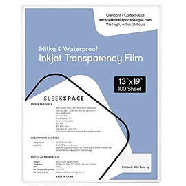Sleek Space Milky Transparency Film for Inkjet Printers, Screen Printing | 100% Waterproof, Anti-curl, Anti-static | High Ink Density, Quick Dry Ink | For Silk Screen, Offset, T-Shirts | 190 +/-5 psm