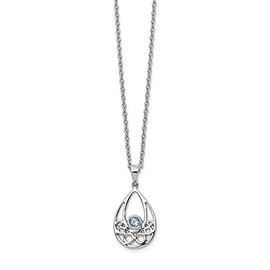 SS White Ice w/Blue Topaz Necklace, Length: 18 in, Sterling Silver