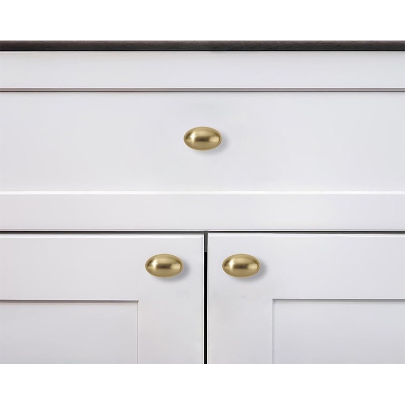 khtumeware 10 Pack 1-3/8 inch(35mm) Brushed Brass Cabinet Knobs Satin