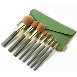 Juego De 8 Brochas Maquillaje Pelo Suave Y Brillante, Herramienta Con Varilla Cepillo Madera Maciza                                                   