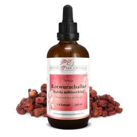 Red Root Sage Tincture - 100 ml, Red Root Sage (Salvia Miltiorrhiza) Drops, 1:4 Extract, Top Premium Quality, Made in Austria, Vegan