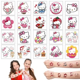 Kids Tattoos, 20PCS Cat Temporary Tattoos for Kids Party Bag Fillers Waterproof Kids Tattoos for Girls/Boys Birthday Party Supplies Favors Anime Cartoon Tattoos