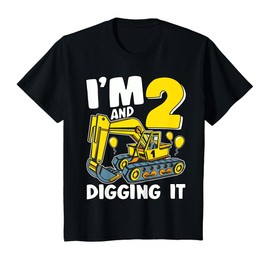 Kids I'm 2 And Digging It 2 Years Boys 2nd Birthday Excavator T-Shirt