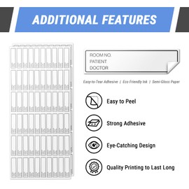 Room No. Patient Doctor Patient ID Adhesive Medical Chart Labels - 5.375 x 1.375 Inch, White, 2 Pack - for Doctor's Offices, Nursing, Information, Document Stickers (600 Labels)