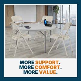 OEF Furnishings OEF1200 Series Premium Heavy Duty Vinyl Padded Folding Chairs, Commercial Grade 500 lb Capacity (4-Pack, Warm Gray)