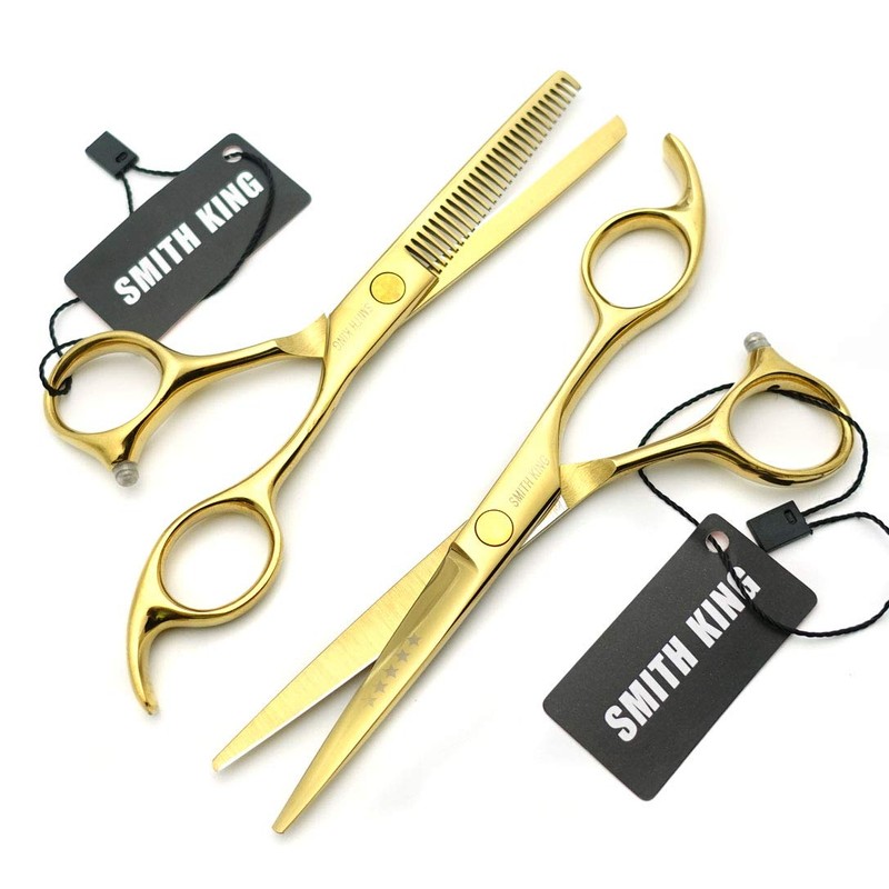 5.5 Inches Hair Cutting Scissors Set with Razor Combs Lether