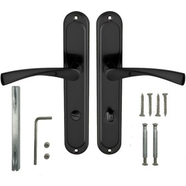 domino Door Handle 78 Lever Set Toilet Bathroom Set Left & Right Door Fitting for Toilet / Bathroom Doors L Shape Aluminium Door Handle Black Door Handle Set Romana Black