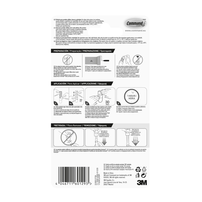 Command Dekorative Haken Streifen Transparent 17026CLR, farblos, Mini
