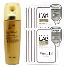 Tony Moly Intense Care Gold 24K Snail Toner + Master Lab Charcoal Mask Sheet 10 sheets free / 토니모리 인텐스 케어 골드 24K 스네일 토너+마스터랩 차콜 마스크시트 10매 증정