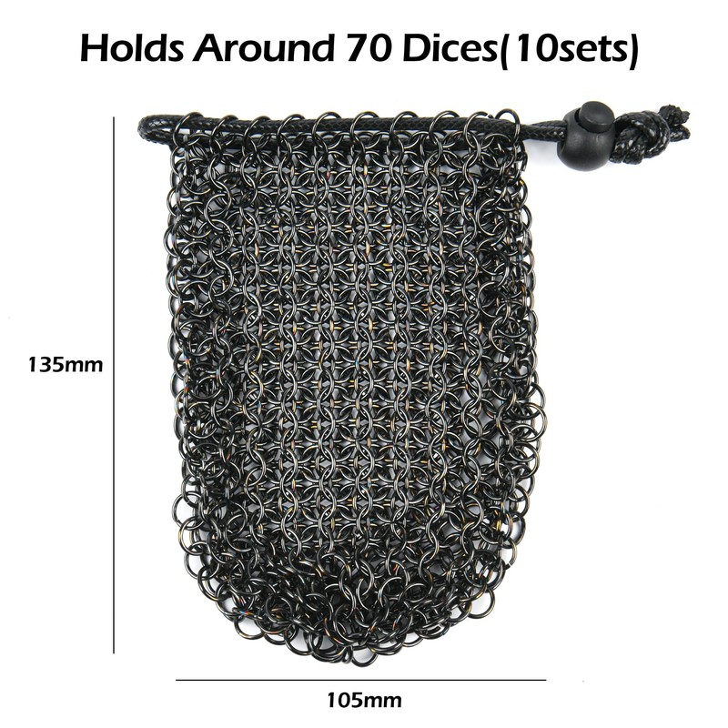 Drawstring Game Dice Pouch - Large Capacity Stainless Steel Drawstring