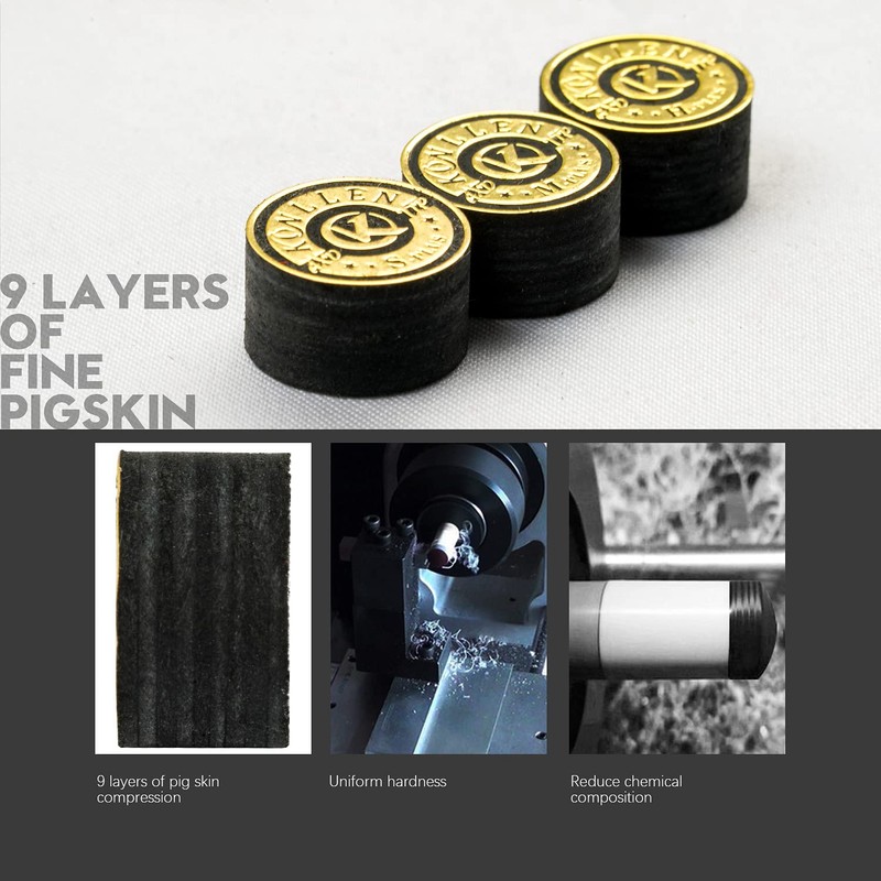 KONLLEN Pool Cue Billar 14mm Tips 8 Layers of Skin