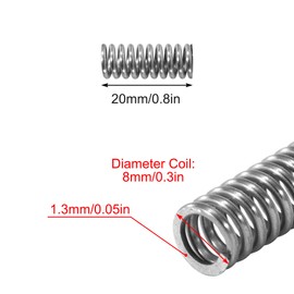 GUNGY Compression Spring Stainless Steel Spring Compression Springs 20 mm Wire Diameter 1.3 mm Outer Diameter 8 mm Length 20 mm Maximum Spring Force 5 kg Pack of 10