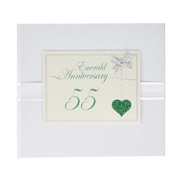 White Cotton Cards 55th Anniversary Sparkling Love Heart Guest Book (LLA55G)