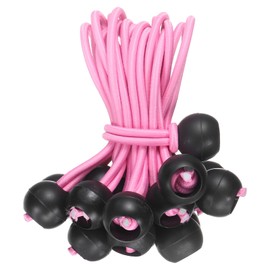 uxcell 4" Balls Bungee Cords, 20 Pcs Bungee Cords with Balls Elastic Tarp Tie Downs for Tents, Camping, Tarp, Posters, Expander Loops, Tarpaulin Holders, Tarpaulin Rubber (Pink/Black)