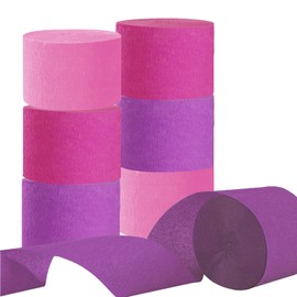 6 Rolls Pink Crepe Paper Streamers for Bachelorette Baby Shower Girl Birthday Party Decorations-4.5CMx25M(Peach Pink,Rose Red,Light Purple)
