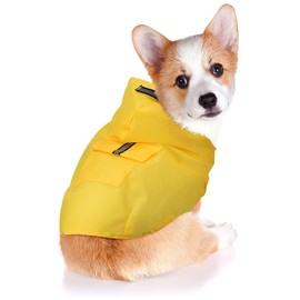 Yardwe Dog Raincoat with Hood - Small Dogs (S Yellow) - Polyester - 24cm Back, 35cm Chest, 26cm Neck