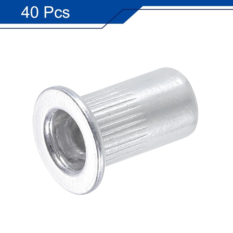 sourcing map M5 Rivet Nuts Aluminium Alloy Knurled Flat Head