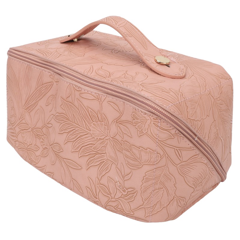 Make Up Cosmetic Bag PU Leather 180 Degree Opening Large