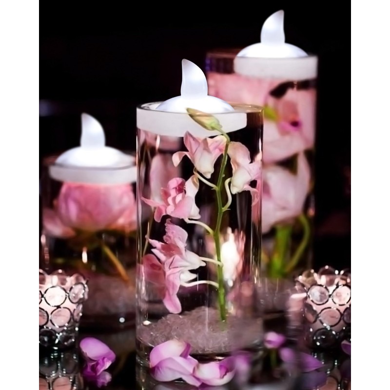 Yakpo 12 Pack Cool White Flickering LED Floating Tea Light,