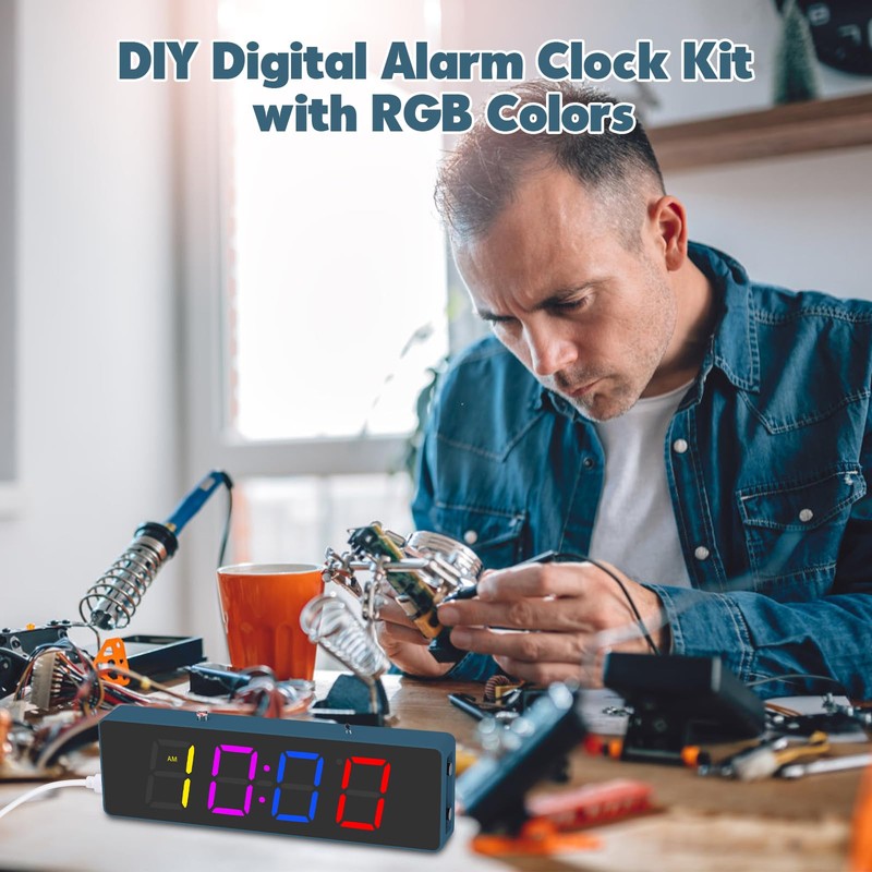 BANRIA Soldering Practice Kit,4-Digit Digital Alarm Clock Kit with RGB