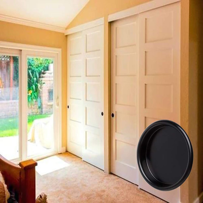 Enconker 4 Pack Closet Door Finger Pull 2-1/8”, Black Sliding