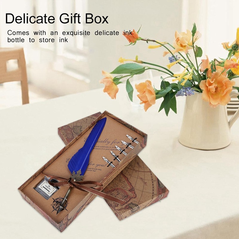 European Retro Quill Alloy Feather Writing with Pen Nibs Gift