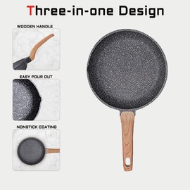 Caannasweis Nonstick Pan, Nonstick Stone Frying Pan, Best Nonstick Omelette Skillet with Soft Touch Handle, Induction Compatible (9.5 inch)