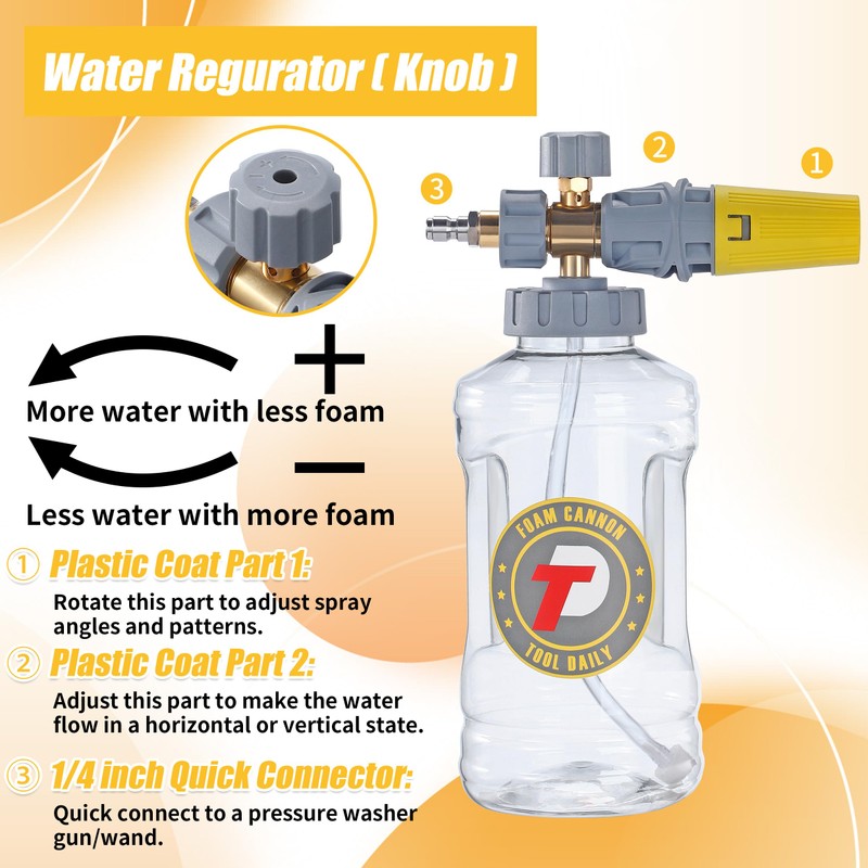 Tool Daily Foam Cannon for Pressure Washer with Dual Connector