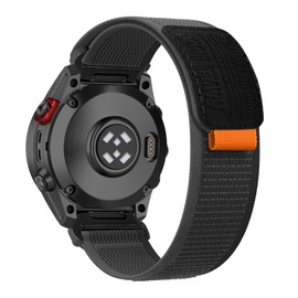 RanBluu QuickFit 26 mm Strap for Garmin Tactix 8 51 mm/fēnix 8 51 mm/Enduro 3/Fenix 7X/6X, Nylon Velcro Replacement Strap, Sport Loop Bracelets Compatible with Garmin Descent Mk3i, Black and Grey