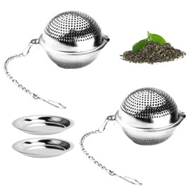Pack of 2 Premium Tea Infusers for Loose Tea - Stainless Steel Tea Strainer with Fine Filter, Tea Infuser Ball & Tea Strainer for Loose Leaf Tea, Dishwasher Safe with 11 cm Stainless Steel Chain