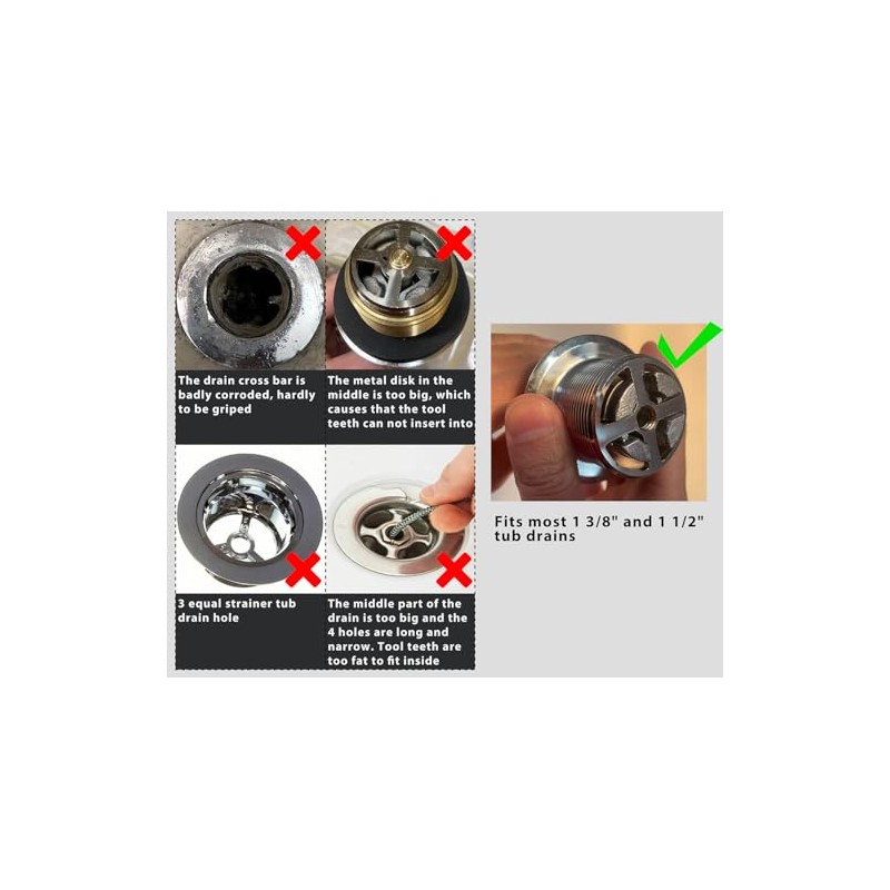 Tub Drain Remover Wrench Removal Tool Dual Ended Dumbell for