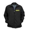 Security Zipped up Windbreaker in Black with Yellow/Reflective Decorations Front