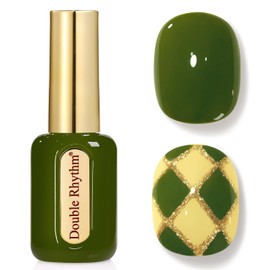 Double Rhythm 0.50 OZ Gel Polish Hema Free Same Color Same Bottle Golden Round Translucent Neutral Natural Milky 15 ML Jelly UV Polish Art DIY at Home (Dark Green-C1306)