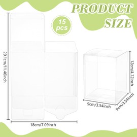 BENECREAT 15 Pcs Clear Gift Box, 3.5x3.5x4.7 inches Fold Transparent Favor Box, Treat Boxes for Family Gathering, Anniversary, Valentine's Day Gift Packaging, Wedding Party Supplies