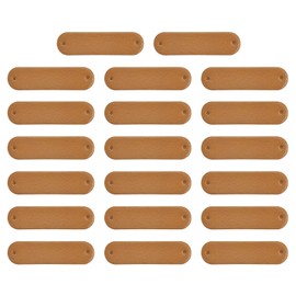 sourcing map 40Pcs Handmade Leather Label, PU Leather Sewing Embossed Tag Embellishment Crochet Tags for Clothing Hat Scarves DIY (45x12mm, Brown)